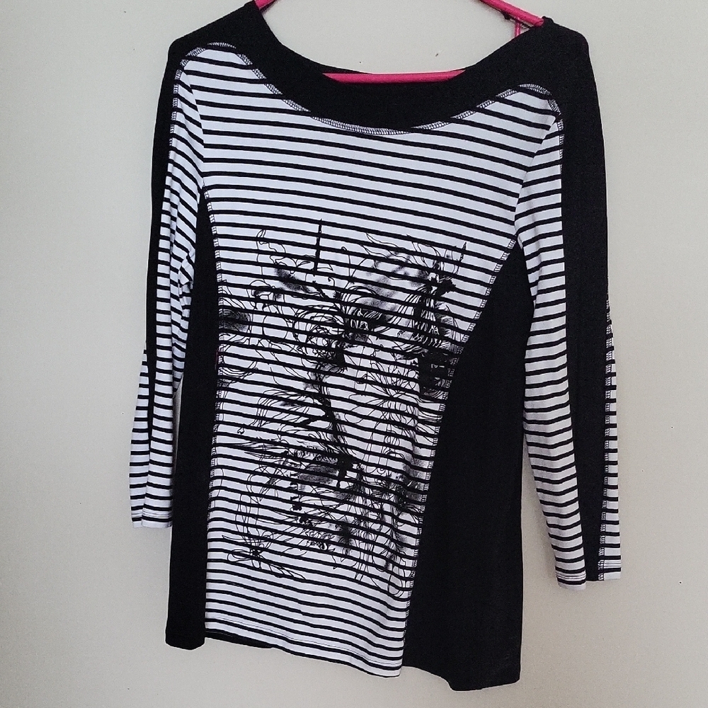 Striped Black and White Women's Top
